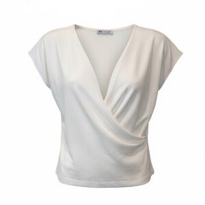 Zara NWT white drape top, large